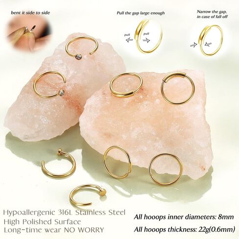 UBGICIG 17 Pcs/18 Pcs Nose Rings Hoop and Nose Studs Sets for Women - 316L Surgical Stainless Steel Screw Silver Gold Black L Shaped Nose Stud Hypoallergenic Nostril Piercing Jewelry for Women Men in Saudi Arabia