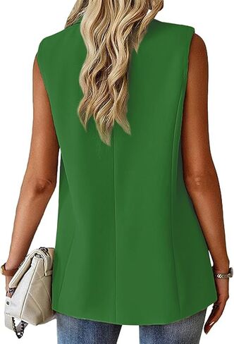 Sleeveless Blazer Jackets for Women Summer 2024 Fashion Casual Lightweight Open Front Work Office Blazer Vest with Pockets in Saudi Arabia