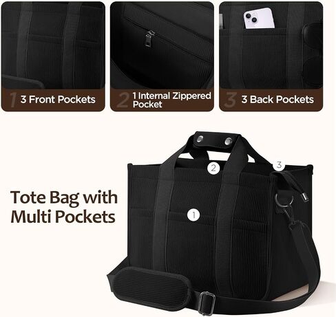 Corduroy Tote Bag with Zipper Women Large Crossbody Tote Purse with Pockets Everything Handbag Everyday Satchel Bag in Saudi Arabia