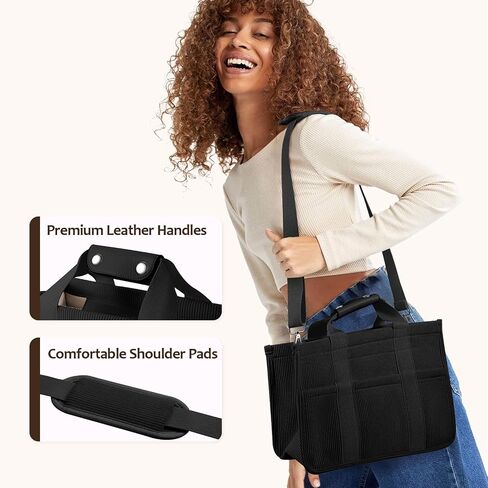 Corduroy Tote Bag with Zipper Women Large Crossbody Tote Purse with Pockets Everything Handbag Everyday Satchel Bag in Saudi Arabia