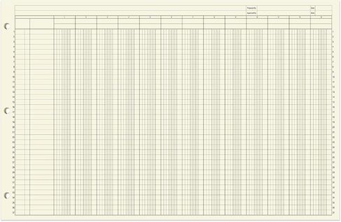 BookFactory Ledger Pad/Large 13 Column Accounting Ledger Columnar (Thirteen Columns) Pads - 17" x 11", 50 Pages, Notepad Landscape Format (PAD-050-CLCPD3(17x11-Ledger-13)-AX) in Kuwait