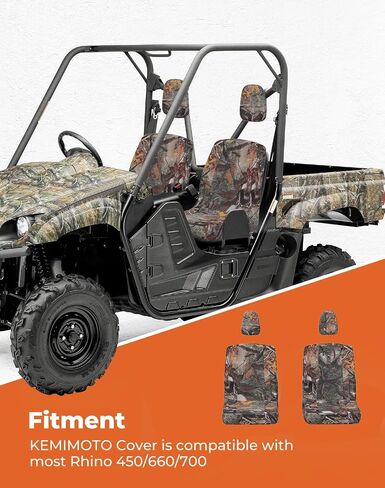 KEMIMOTO Seat Covers, Camo Bucket Seat Cover Set Compatible with Rhino 450, Rhino 660, Rhino 700, Water-Resistance UTV Seat Covers Fits with Rhino Seat Cover with Headrest Cover Seat Cover Accessories in Saudi Arabia