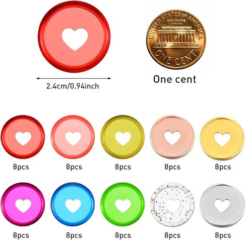 80 قطعة من أقراص تجليد الكتب البلاستيكية، 10 ألوان أقراص توسيع Discbound حلقات ربط القلب لمخططي أجهزة الكمبيوتر المحمولة DIY in Kuwait