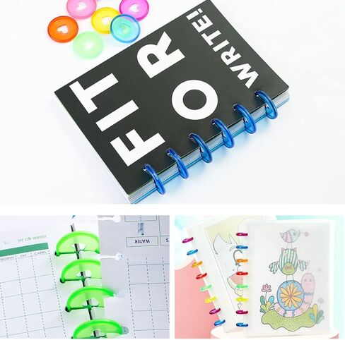 80 قطعة من أقراص تجليد الكتب البلاستيكية، 10 ألوان أقراص توسيع Discbound حلقات ربط القلب لمخططي أجهزة الكمبيوتر المحمولة DIY in Kuwait