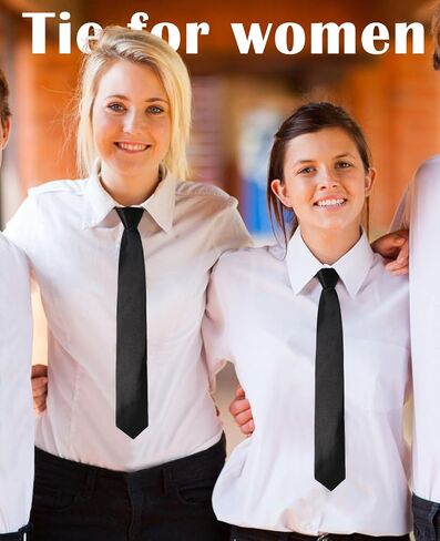 Womens Tie, Pre Tied Black/Red Ties for Women Adjustable Zipper Womens Necktie in Saudi Arabia