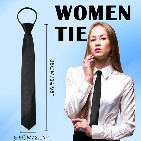 Womens Tie, Pre Tied Black/Red Ties for Women Adjustable Zipper Womens Necktie in Saudi Arabia
