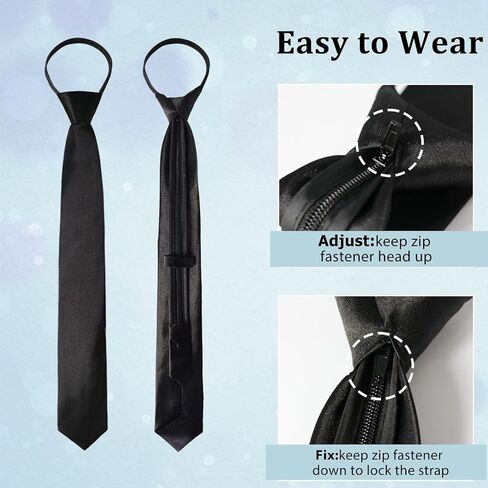 Womens Tie, Pre Tied Black/Red Ties for Women Adjustable Zipper Womens Necktie in Saudi Arabia
