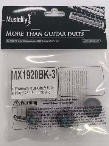 مقابض جيتار علوية من Musiclily Pro مقاس 6 مم من الفولاذ UFO Abalone مع مجموعة براغي للجيتار الكهربائي على طراز Strat، كروم (مجموعة من 3) in Saudi Arabia