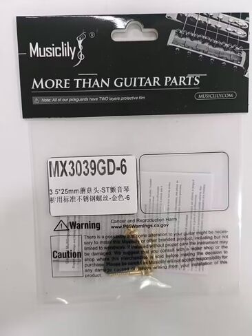 Musiclily Ultra 3.5x25mm Stainless Steel Pan Head Mounting Screws for Strat Style Electric Guitar Tremolo Bridge, Black (Set of 6) in Saudi Arabia