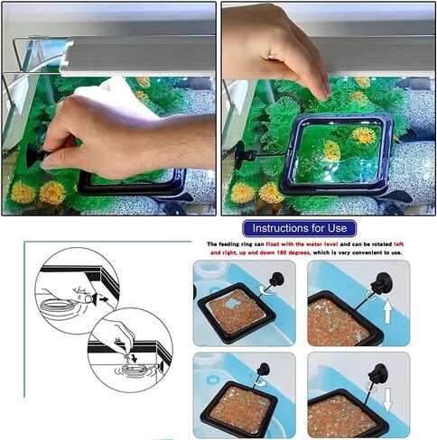 Fish Feeder Square-Shaped Automatic Fish Feeders Reduced Filter Clogging Tank Suitable for All Kinds of Food Tank Accessories in Kuwait