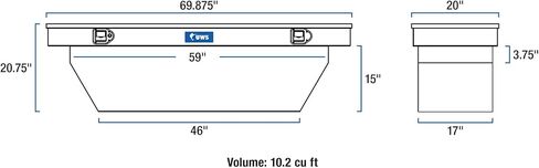 UWS TBSD-69-A-MB صندوق أدوات شاحنة بزاوية عميقة من الألومنيوم الأسود غير اللامع مقاس 69 بوصة in Kuwait