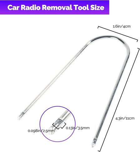 6 قطع أداة إزالة الراديو، مجموعة أدوات إزالة راديو السيارة من الفولاذ المقاوم للصدأ، أدوات إزالة راديو السيارة على شكل حرف U لتفكيك معظم محولات تردد الصوت في السيارة in Saudi Arabia
