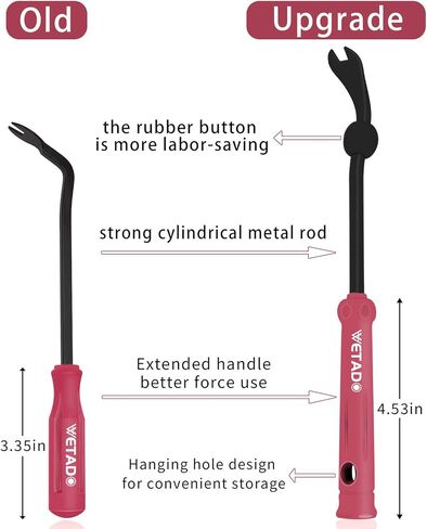 Wetado Auto Trim Removal Tool, Plastic Fastener Remover, Clip Removal Tool, Door Panel/Upholstery Remover - Easily Removes Plastic Fasteners, Reduces Damage to Panels and Loss of Clips in Saudi Arabia