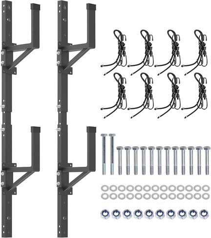 رف سلم مقطورة مثبت على الجانب من الألومنيوم مناسب للجزء الخارجي للمقطورة المغلقة | حامل جانبي للمقطورة العالمية | جانب جدار غرفة الأدوات، سعة 300 رطل، عبوة من سلمين in Kuwait