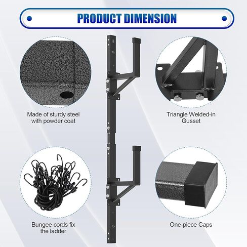 رف سلم مقطورة مثبت على الجانب من الألومنيوم مناسب للجزء الخارجي للمقطورة المغلقة | حامل جانبي للمقطورة العالمية | جانب جدار غرفة الأدوات، سعة 300 رطل، عبوة من سلمين in Kuwait