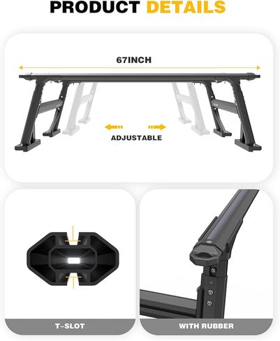 Universal Adjustable Pickup Truck Bed Rack Heavy-Duty Extendable Ladder Rack for Truck Accessories, Fit for Most Pickups F-150, Ranger, Silverado, Ram, Colorado, Canyon.etc in Saudi Arabia