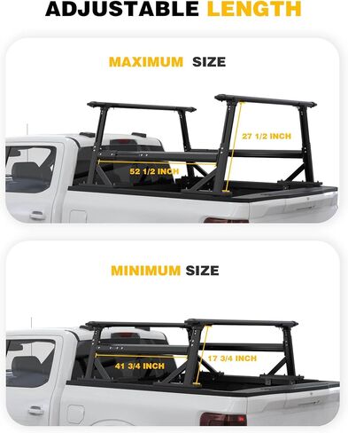 Universal Adjustable Pickup Truck Bed Rack Heavy-Duty Extendable Ladder Rack for Truck Accessories, Fit for Most Pickups F-150, Ranger, Silverado, Ram, Colorado, Canyon.etc in Saudi Arabia