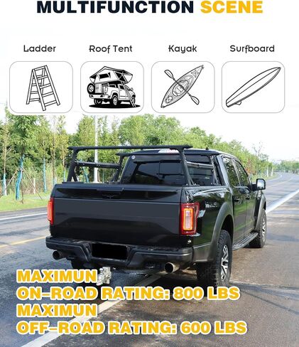 Universal Adjustable Pickup Truck Bed Rack Heavy-Duty Extendable Ladder Rack for Truck Accessories, Fit for Most Pickups F-150, Ranger, Silverado, Ram, Colorado, Canyon.etc in Saudi Arabia