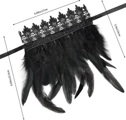 Women's Gothic Lace Feather Gloves Feather Arm Sleeve Wristband Mesh Cuff Cosplay Halloween Costume Accessories in Saudi Arabia