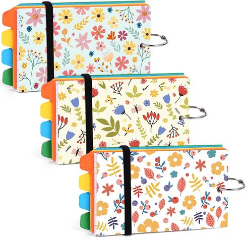300PCS Index Cards, Lined Index Cards with Dividers Ruled Flash Cards with Ring Floral Cover Note Cards Study Cards Notecards for School Learning Office in Saudi Arabia