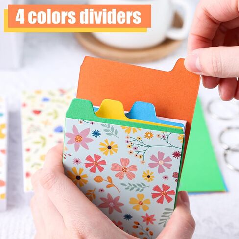 300PCS Index Cards, Lined Index Cards with Dividers Ruled Flash Cards with Ring Floral Cover Note Cards Study Cards Notecards for School Learning Office in Saudi Arabia