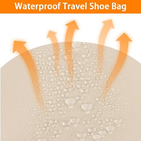 2 Pcs Shoe Bag for Travel, Holds 6 Pair Shoes, Waterproof Shoe Storage Pouch, Beige Shoe Packing Cubes for Travel Essentials and Travel Accessories in Saudi Arabia