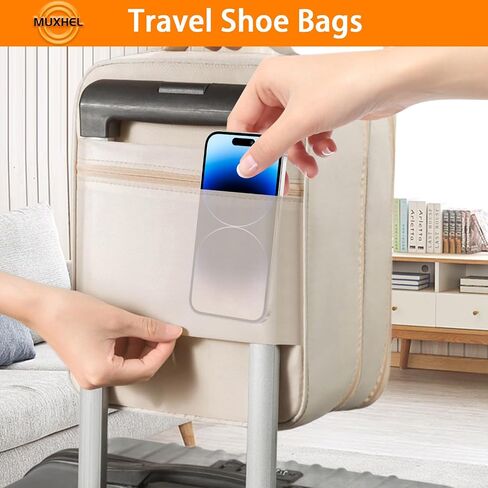 2 Pcs Shoe Bag for Travel, Holds 6 Pair Shoes, Waterproof Shoe Storage Pouch, Beige Shoe Packing Cubes for Travel Essentials and Travel Accessories in Saudi Arabia