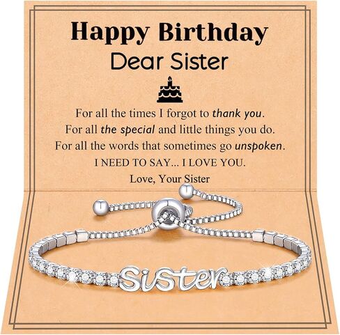 UNGENT THEM Happy Birthday Gifts-Mom Daughter Bestie Cubic Zirconia Tennis Bracelet Christmas Valentins's Day Gifts for Women Her Friends in Saudi Arabia