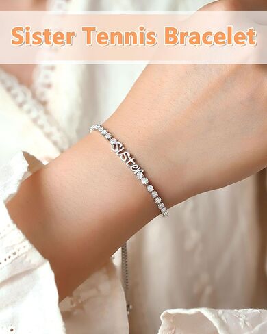 UNGENT THEM Happy Birthday Gifts-Mom Daughter Bestie Cubic Zirconia Tennis Bracelet Christmas Valentins's Day Gifts for Women Her Friends in Saudi Arabia