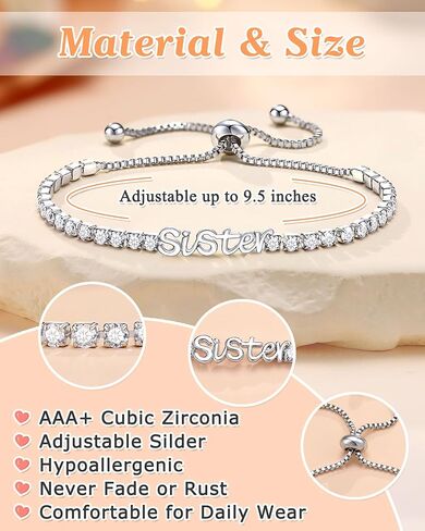 UNGENT THEM Happy Birthday Gifts-Mom Daughter Bestie Cubic Zirconia Tennis Bracelet Christmas Valentins's Day Gifts for Women Her Friends in Saudi Arabia