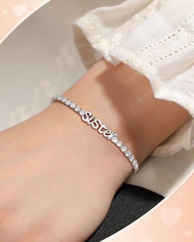 UNGENT THEM Happy Birthday Gifts-Mom Daughter Bestie Cubic Zirconia Tennis Bracelet Christmas Valentins's Day Gifts for Women Her Friends in Saudi Arabia