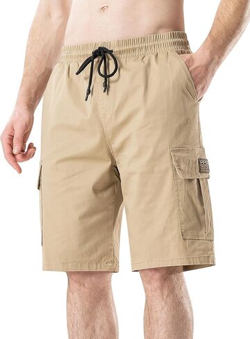 Men's Drawstring Cargo Shorts Relaxed Fit Shorts with Pockets Work Hiking Summer Athletic Short Men in Saudi Arabia
