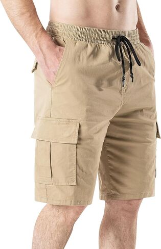 Men's Drawstring Cargo Shorts Relaxed Fit Shorts with Pockets Work Hiking Summer Athletic Short Men in Saudi Arabia