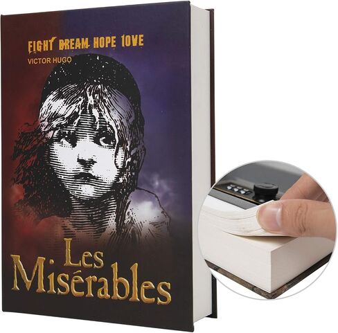 Real Paper Transfer Book Safe, Hollow with Secret Hidden Compartment, Combination Lock, 8.7"×6"×2" (Les Miserables-Combination) in Saudi Arabia