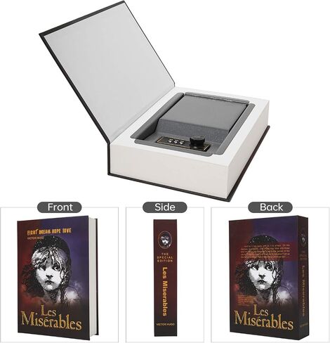Real Paper Transfer Book Safe, Hollow with Secret Hidden Compartment, Combination Lock, 8.7"×6"×2" (Les Miserables-Combination) in Saudi Arabia