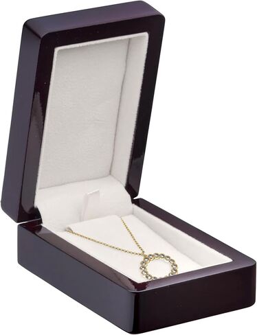 Luxury Piano Wood Pendant/Necklace Box for Jewelry - Ideal for Small Necklaces & Pendant - Rosewood Colored Pendant/Necklace Gift Box - Vanilla Colored Suede Interior Jewelry Box in Saudi Arabia