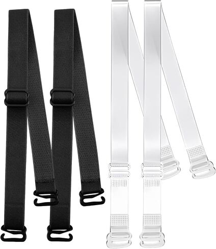 زوجان من أشرطة حمالة الصدر البديلة، حزام مرن شفاف متعدد الألوان وقابل للإزالة لفستان بدون حمالات (اللون: ONYX) in Kuwait