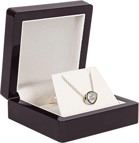 Luxury Piano Wood Pendant/Necklace Box for Jewelry - Ideal for Small Necklaces & Pendant - Rosewood Colored Pendant/Necklace Gift Box - Vanilla Colored Suede Interior Jewelry Box in Saudi Arabia