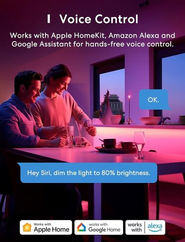 meross Smart LED Strip Lights, 16.4ft WiFi Strip Works with Apple HomeKit, Siri, Alexa, Google, and SmartThings, 16 Million Colors with App Control, RGB Strip Light for Bedroom, Christmas, Kitchen in Kuwait