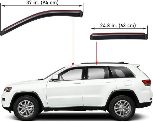 Lightronic WV194252 in-Channel Side Window Visor Deflector Rain Guard, Dark Smoke, 4-Pieces Set, Fits 2011-2021 Jeep Grand Cherokee in Saudi Arabia