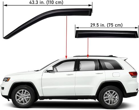 Lightronic WV194252 in-Channel Side Window Visor Deflector Rain Guard, Dark Smoke, 4-Pieces Set, Fits 2011-2021 Jeep Grand Cherokee in Saudi Arabia