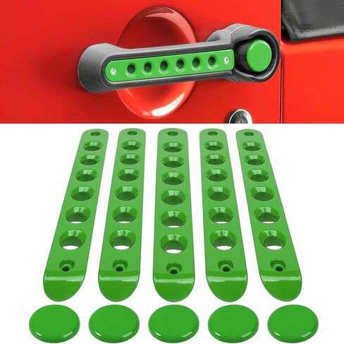 E-cowlboy Grab Handle Inserts Cover+Push Button Knobs Cover Trim for Jeep Wrangler JK JKU Sahara Rubicon Unlimited 2007-2018 Exterior Door Handle Decoration Accessories Aluminum (Red) in Kuwait
