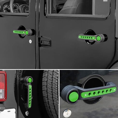 E-cowlboy Grab Handle Inserts Cover+Push Button Knobs Cover Trim for Jeep Wrangler JK JKU Sahara Rubicon Unlimited 2007-2018 Exterior Door Handle Decoration Accessories Aluminum (Red) in Kuwait