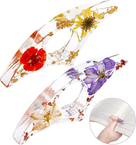 2 Pieces Dried Flower Resin Book Page Holder Transparent Thumb Ring Page Holder Handmade Personalized Flower Resin Bookmark Reading Accessories Gift for Teachers Book Lovers Literary (Adorable Style) in Saudi Arabia