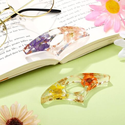 2 Pieces Dried Flower Resin Book Page Holder Transparent Thumb Ring Page Holder Handmade Personalized Flower Resin Bookmark Reading Accessories Gift for Teachers Book Lovers Literary (Adorable Style) in Saudi Arabia