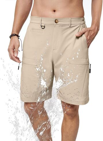 Men's Hiking Cargo Shorts Elastic Waist Stretch Quick Dry Casual Shorts with 6 Pockets for Fishing Camping Golf in Saudi Arabia