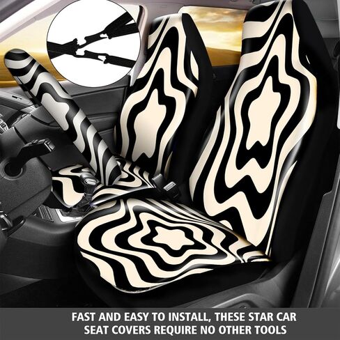 15 قطعة من أغطية مقاعد السيارة السوداء المتموجة مجموعة كاملة للنساء غطاء عجلة قيادة السيارة وحدة التحكم المركزية مسند الذراع وسادة مسند الرأس حزام الأمان أغطية سلسلة المفاتيح لسيارات الدفع الرباعي (فن تجريدي 6) in Kuwait