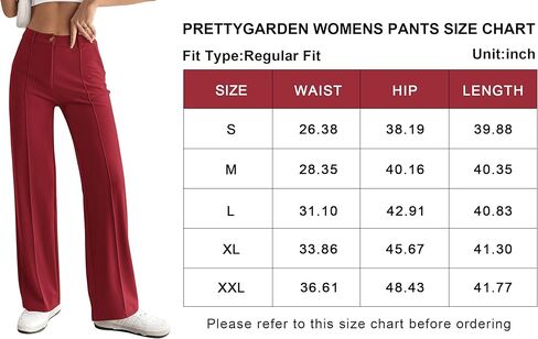 PRETTYGARDEN Straight Leg Pants Stretchy Button Business Casual Work Trousers Knit Elastic Waist Slacks in Kuwait