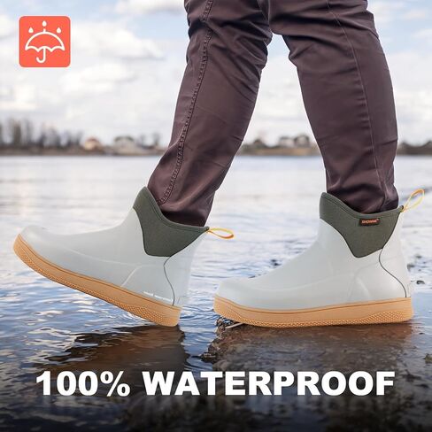 Men's Deck Boots Waterproof Ankle Rain Boots Saltwater Fishing Booties Non-slip Outdoor Rubber Boots in Saudi Arabia
