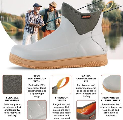 Men's Deck Boots Waterproof Ankle Rain Boots Saltwater Fishing Booties Non-slip Outdoor Rubber Boots in Saudi Arabia